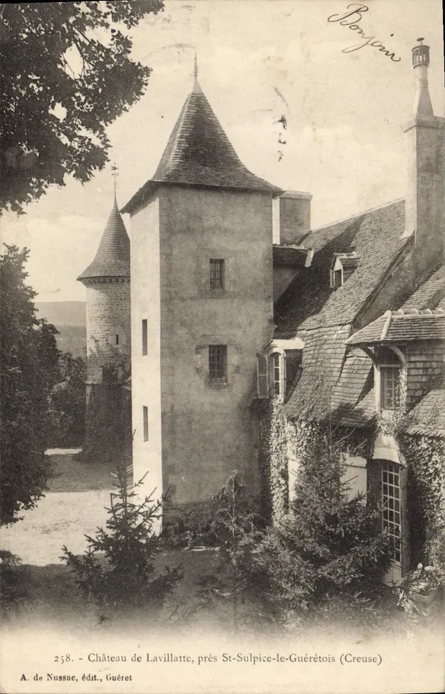 Schloss Lavillatte, nahe St-Sulpice-le-Guérétois — Creuse — A. de Nussac, Verlag Guéret, Nr. 258 - Vorderseite