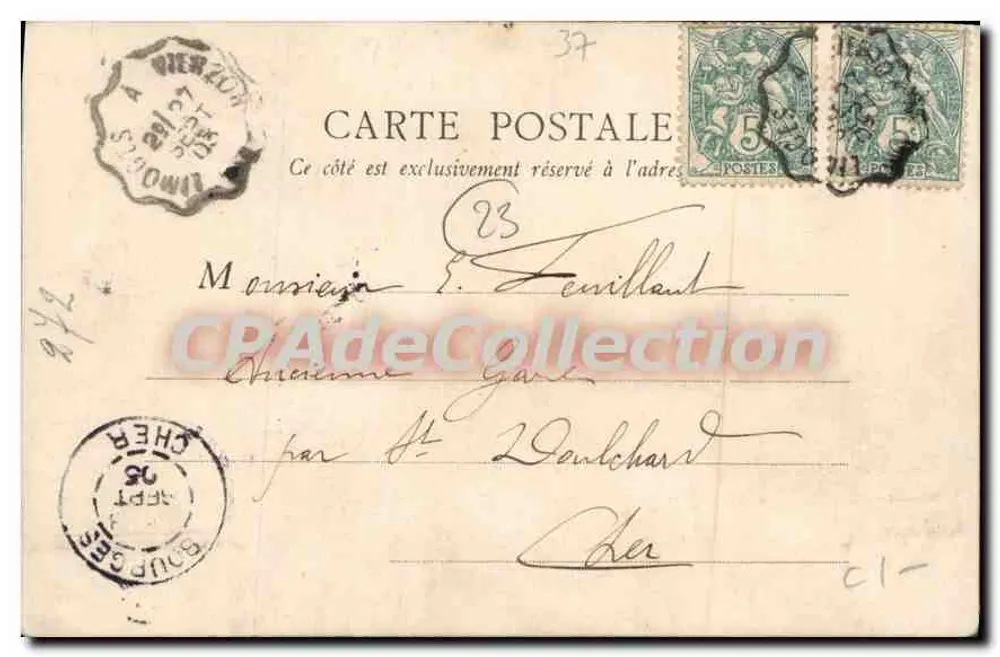 Arredores de Argenton — Castelo de Biscarbay — B.F. Paris - Verso