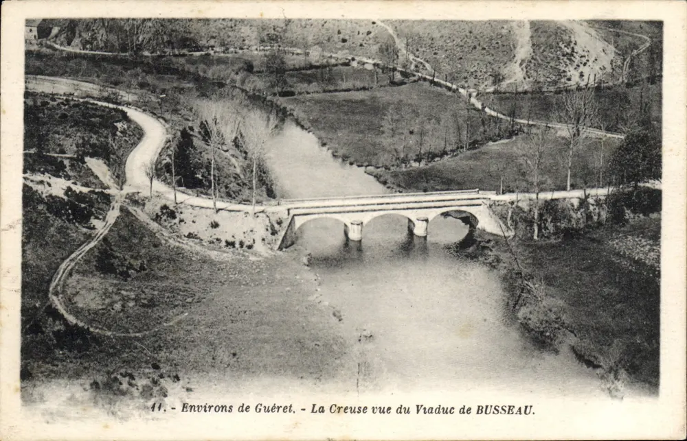 Umgebung von Guéret — Die Creuse vom Viadukt von BUSSEAU gesehen — G. Avraoud, Verlag - Vorderseite