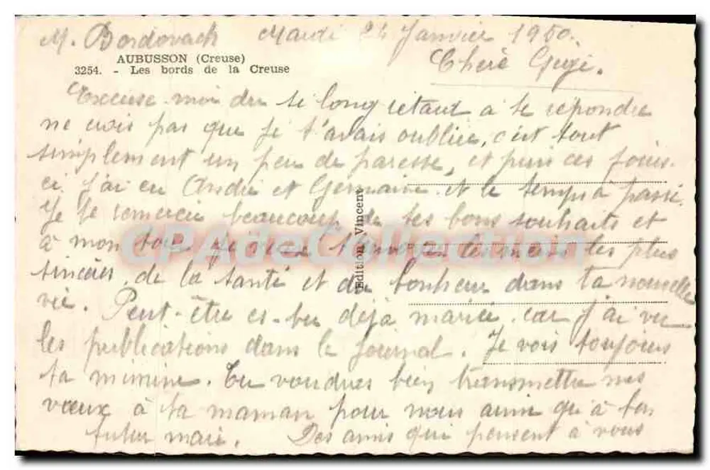 Aubusson (Creuse) — As margens da Creuse — Théoyac - Verso