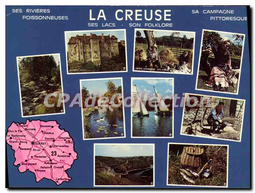 La Creuse — Suas rios pescadores, seus lagos, seu folclore, sua campina pitoresca — Edição M. Farou, St-Couzeix - Frente