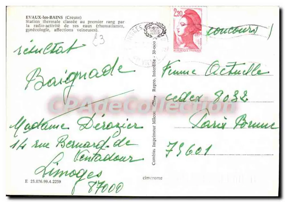 EVAUX-les-BAINS (Creuse) — Luftbild des Dorfes und seiner Umgebung — Cing - Rückseite