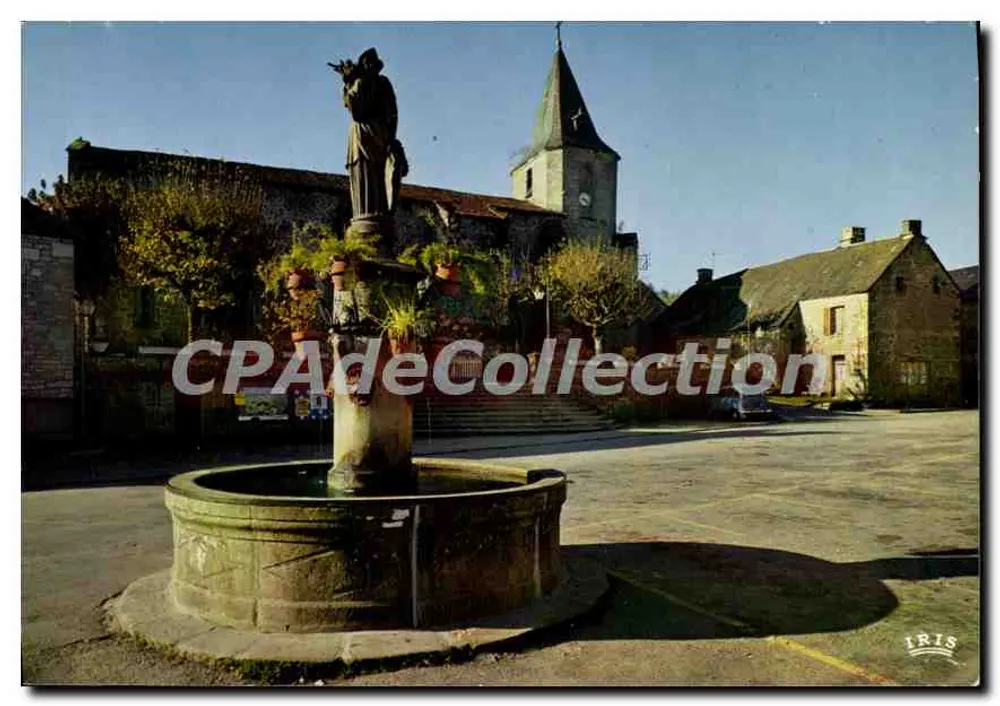 Royère (Creuse) — Die Place, die Fontaine und die Kirche — IRIS - Vorderseite