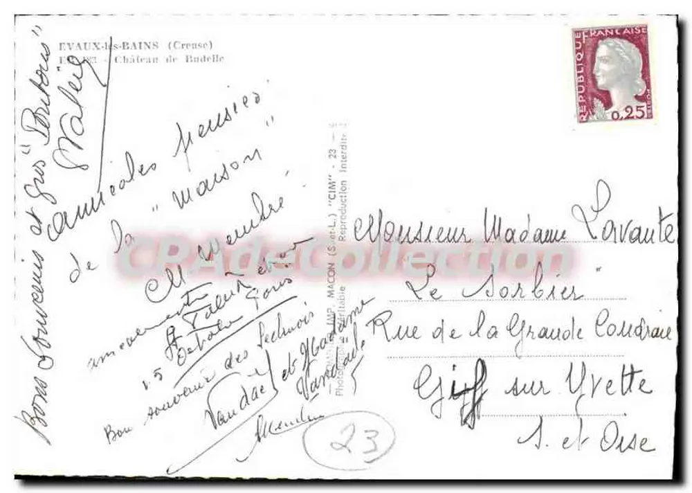Evaux-les-Bains — Castelo de Badele — CINM - Verso