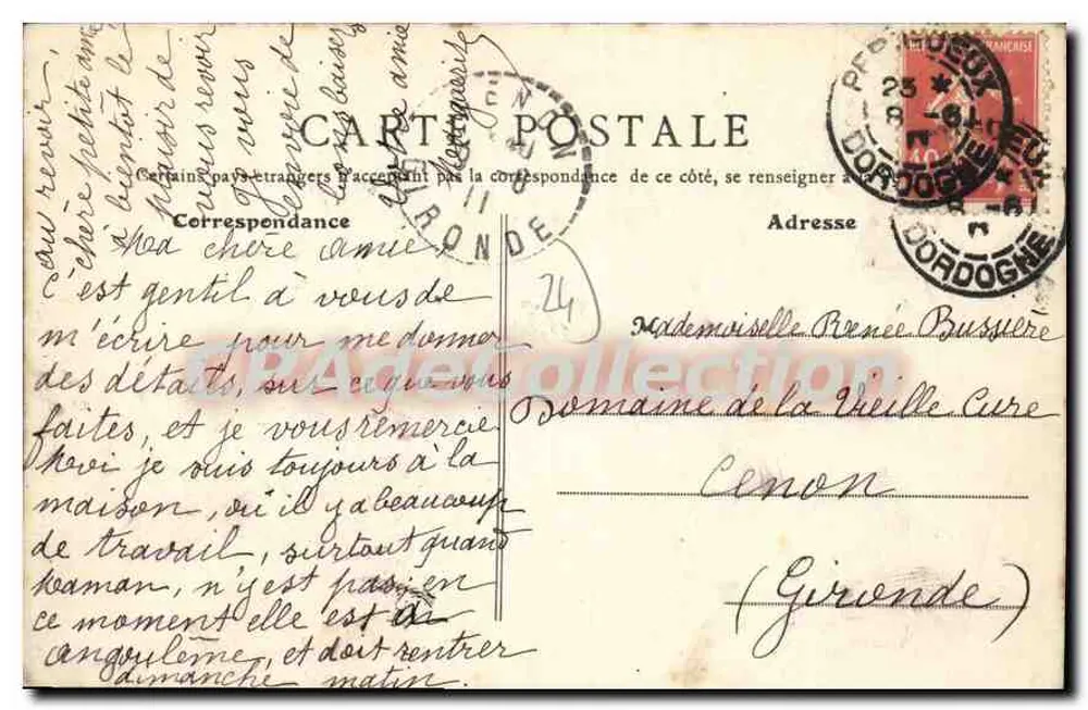 Périgueux - Castelo Barrière — Editor GAT, n°1 - Verso