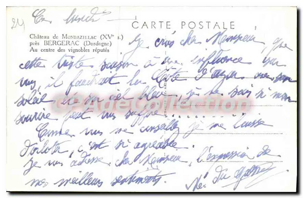 Château de Monbazillac (XVe s.) — près Bergerac (Dordogne) — éditeur C. V. M. - Rückseite