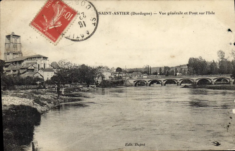 Saint-Astier (Dordogne) — Allgemeiner Blick und Brücke über die Isle — Edit. Dupré - Vorderseite
