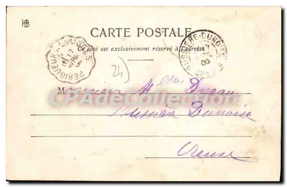 Périgueux — Velha Casa nos Quais (século XV) — Henry Guillier, n°2355 - Verso
