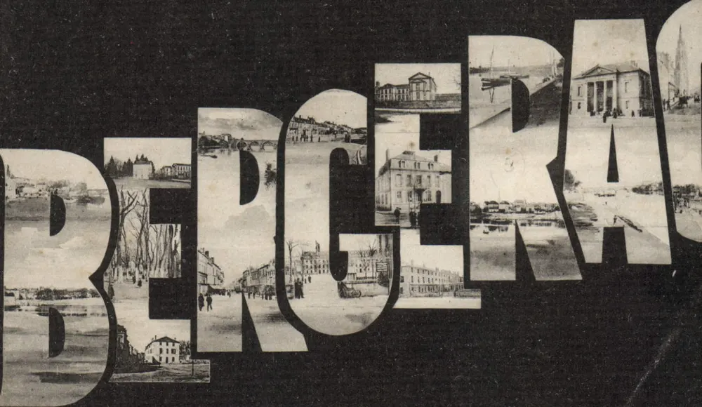 Bergères-sur-Oise — Panoramablick in geschnittenen Buchstaben — unbekannter Verlag - Vorderseite