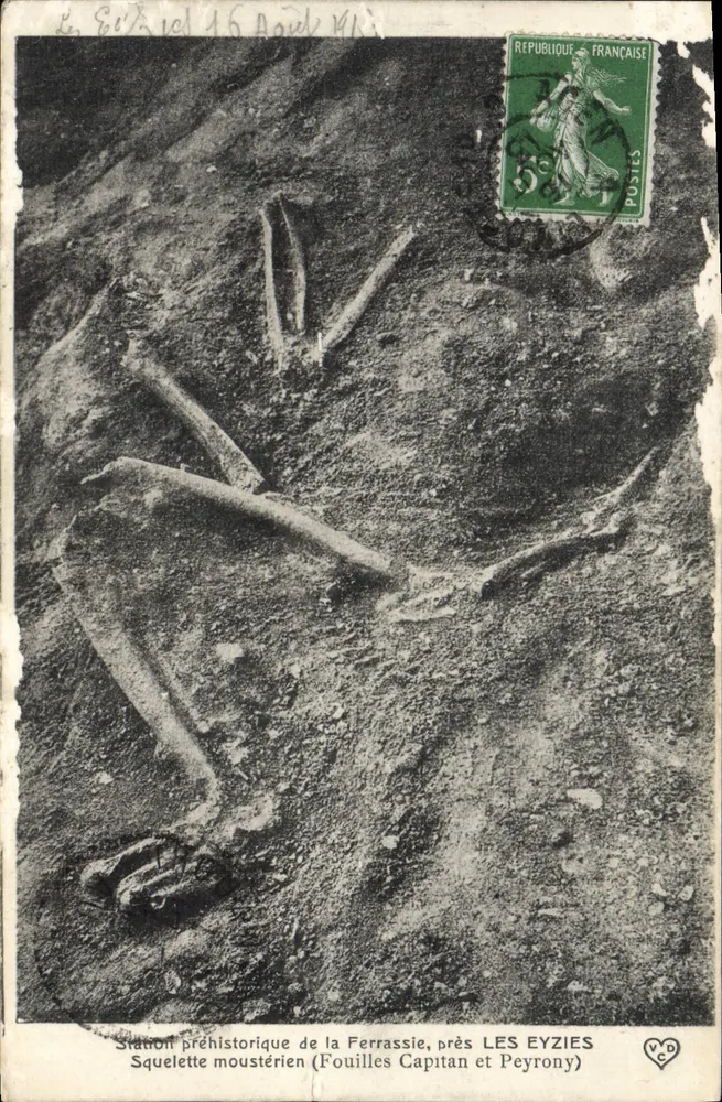 Prähistorische Station La Ferrassie — Mousterian-Skelett — Verlag V.D.C. - Vorderseite