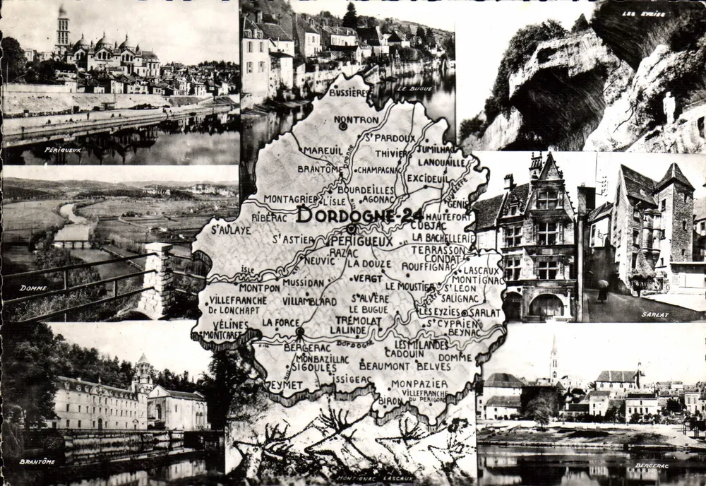 Dordogne — Carta turística com mapa e vistas — Editor La Dordogne turística, n° 351 - Frente
