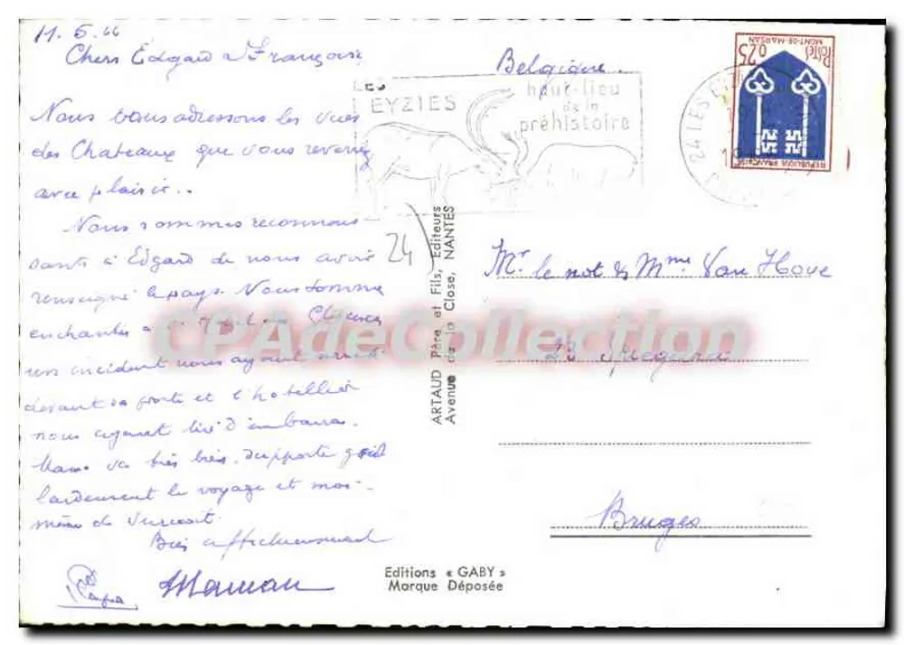 Vale da Dordogne — Castelos e sítios — Editor ArtAUD Père et Fils, Nantes - Verso