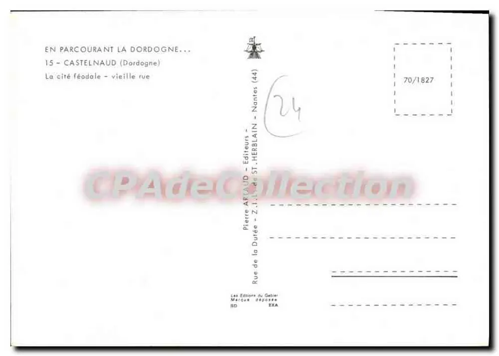 Castelnaud-la-Chapelle — rue féodale — Éditions Pierre Afaud - Verso