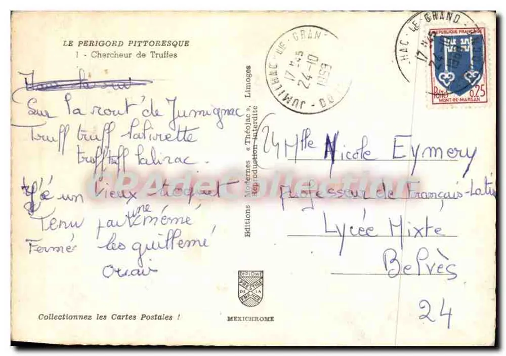 Caçador de Trufas — O Périgord pitoresco — Edições Modernas & Théodic - Verso