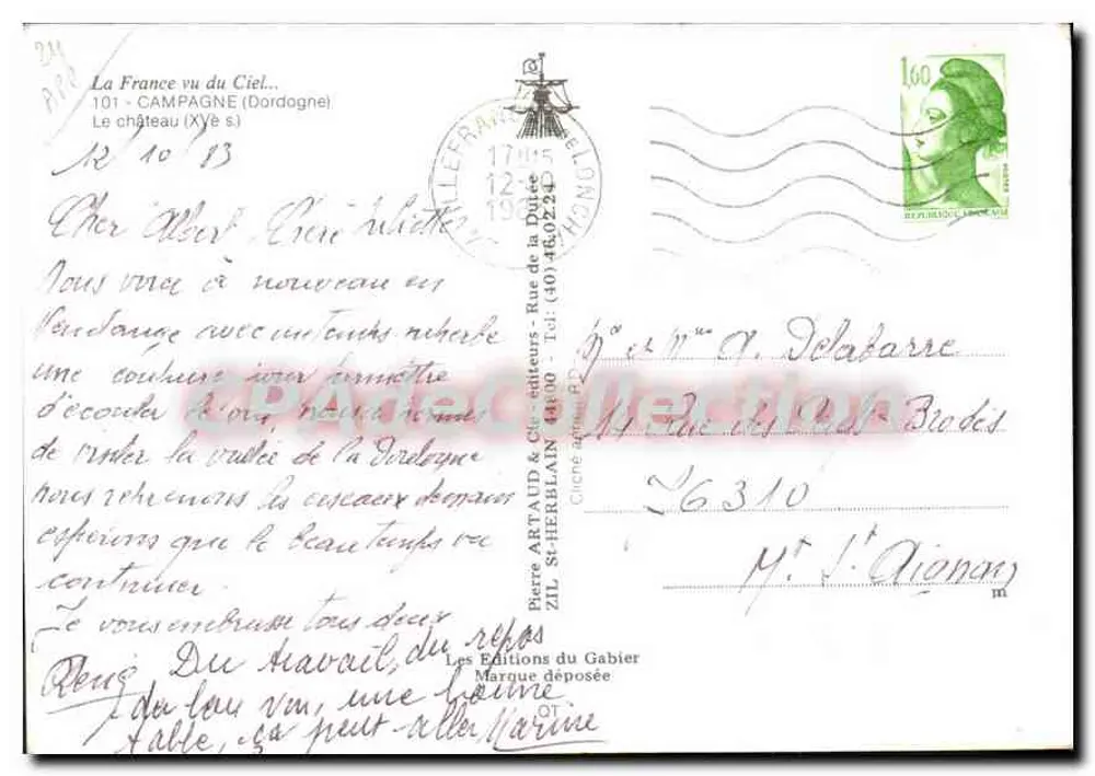 Castelo da Dordogne — Século XV — Les Éditions Artaud & Cie - Verso