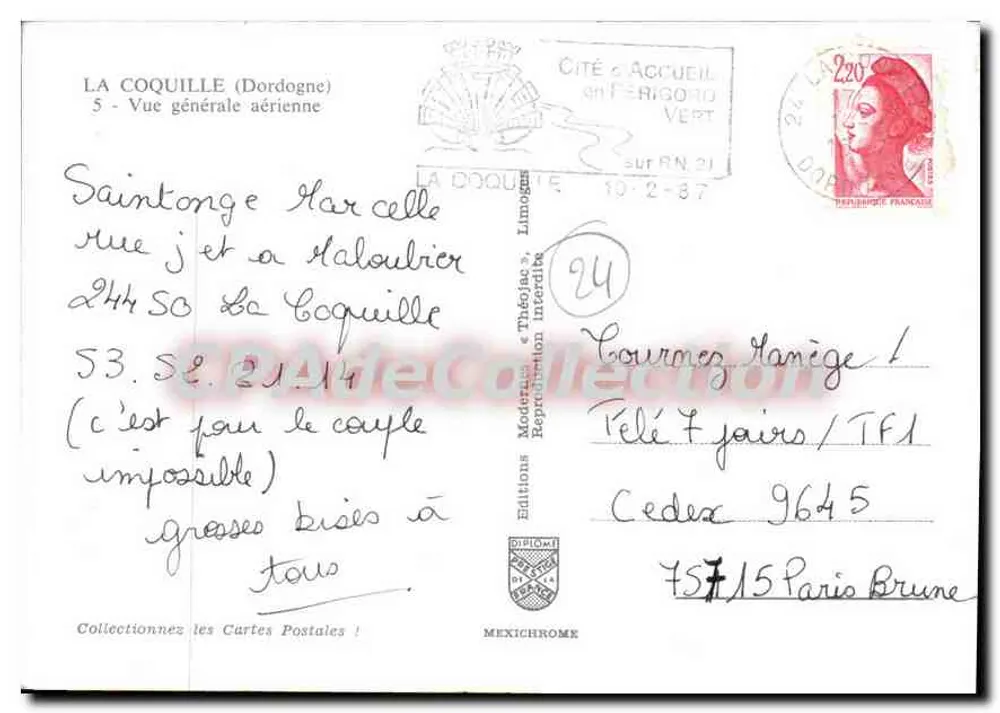 La Coquille (Dordogne) — Ogólny widok z lotu ptaka — Éditions Diplôme - Rewers