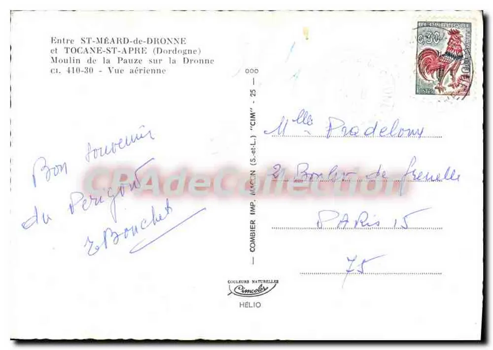 Moulin de la Pauze — Luftbild — COMBIER IMP. MACON (S.-et-L.) - Rückseite