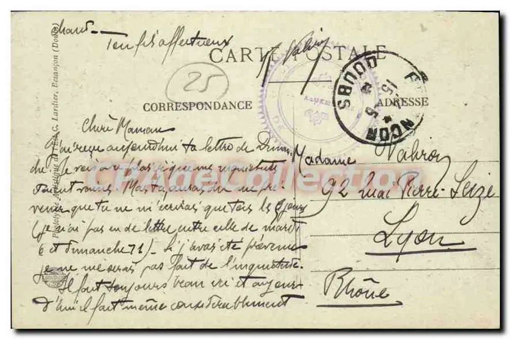 Besançon — Place Victor-Hugo und Grande-Rue — C.T.B. n°181 - Rückseite