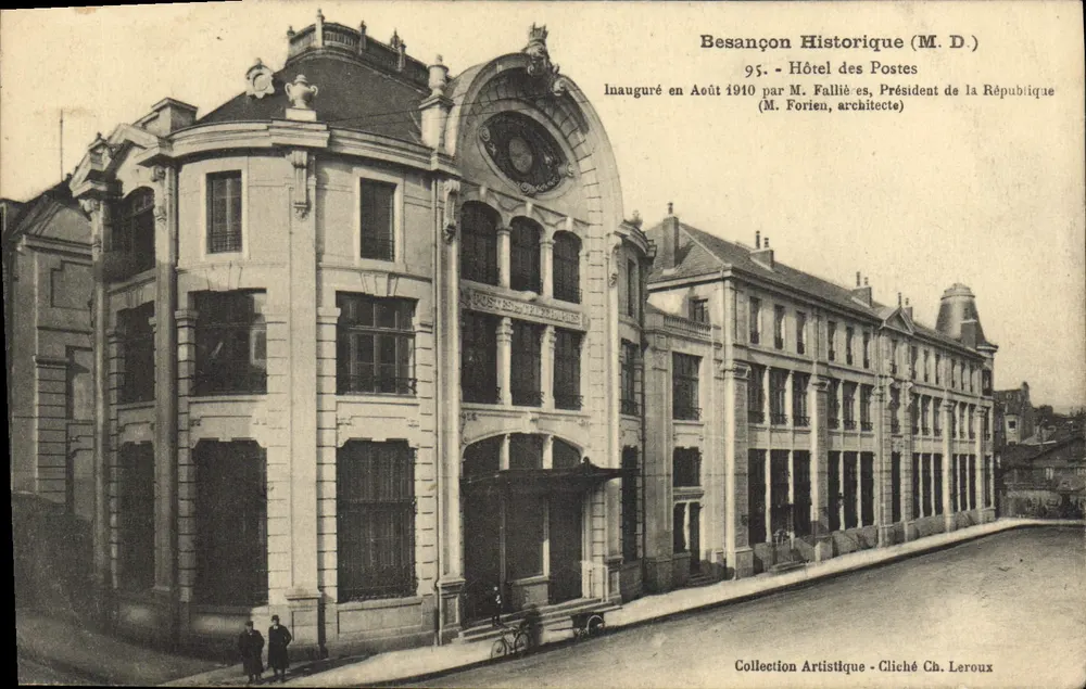 Historisches Besançon (M.D.) — Postamtshaus — Eröffnet im August 1910 durch M. Falliès, Präsident der Republik (M. Forien, Architekt) - Vorderseite