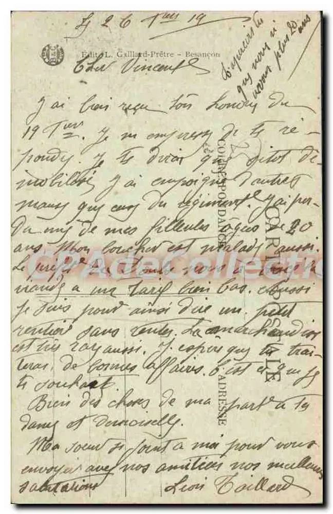 Bassins du Doubs — Rocher de la Casquette — Grenze Frankreich-Schweiz — Verlag L. Gaillard-Prêtre, Nr. 63 - Rückseite