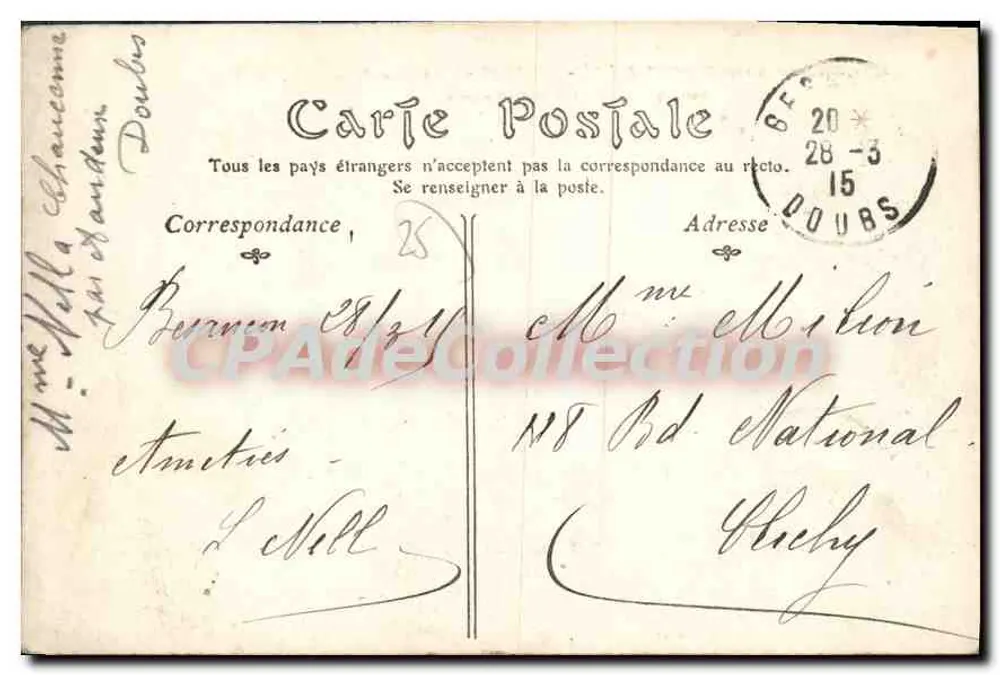 Der Rocher de la Tournelle, auf der Straße, die zur Gare de Lods führt — Mauthier — Excursions in Franche-Comté — Nr. 270 - Rückseite