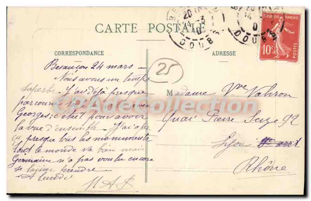 Besançon - Die Salzthermen der Mouillère — Antike Ansichtskarte, n°93 - Rückseite