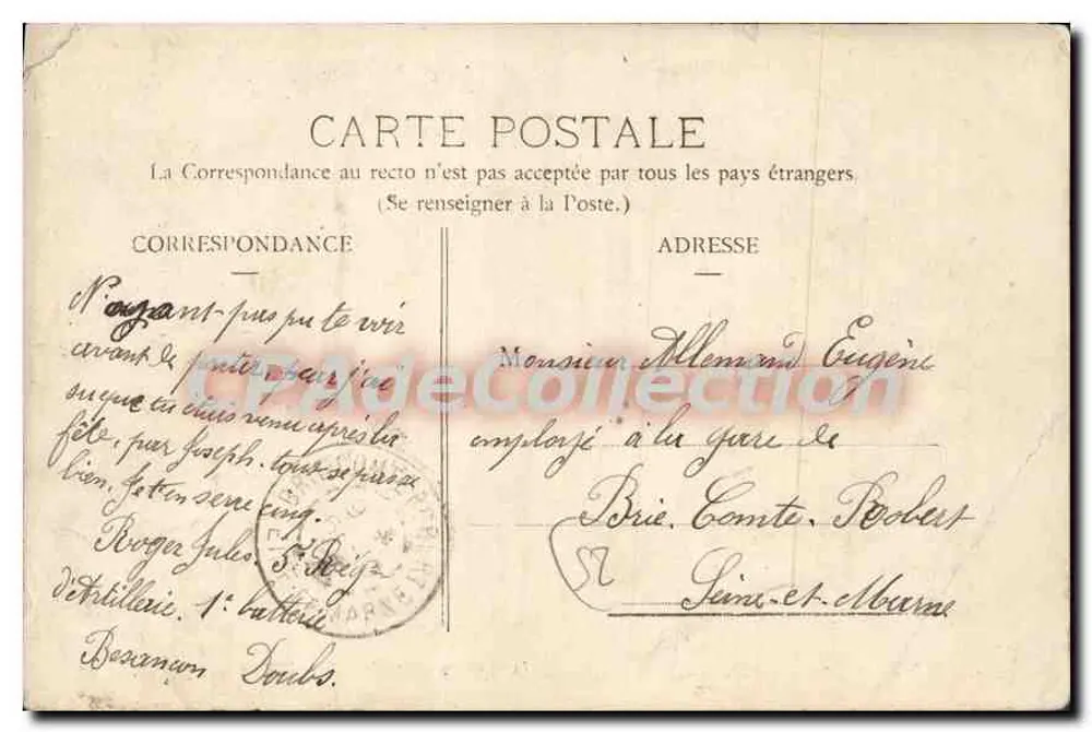 Besançon - Caserne Buly — editor desconhecido, n° de série 57 - Verso