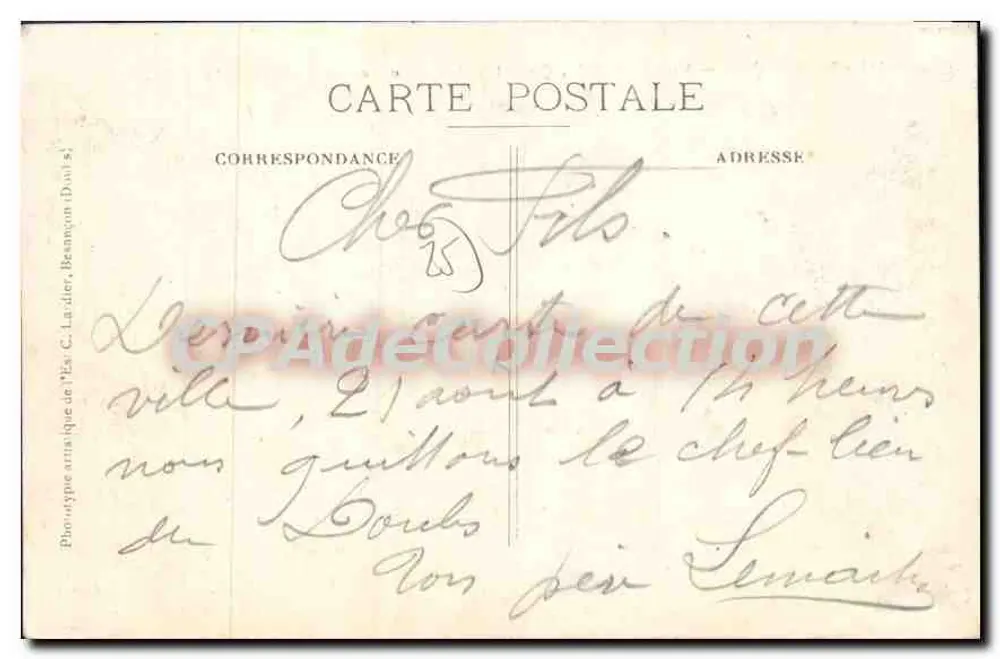 Besançon — Allgemeiner Blick, Viertel der Casernes und die Chaprais — C. L. k. - Rückseite