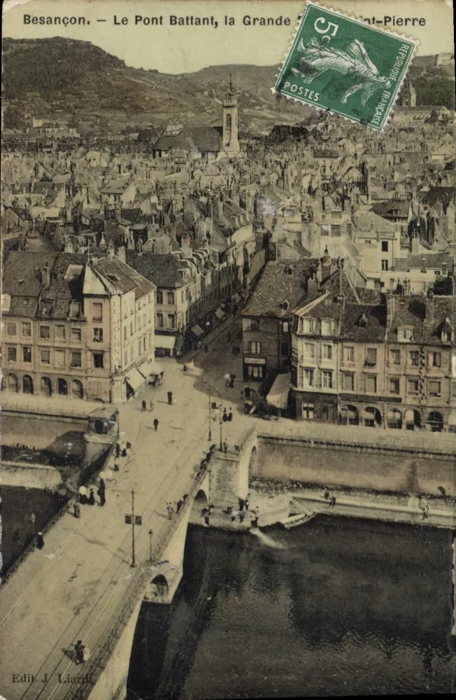 Besançon — O Ponte Batente, a Grande Saint-Pierre — Edit. J. Liard - Frente
