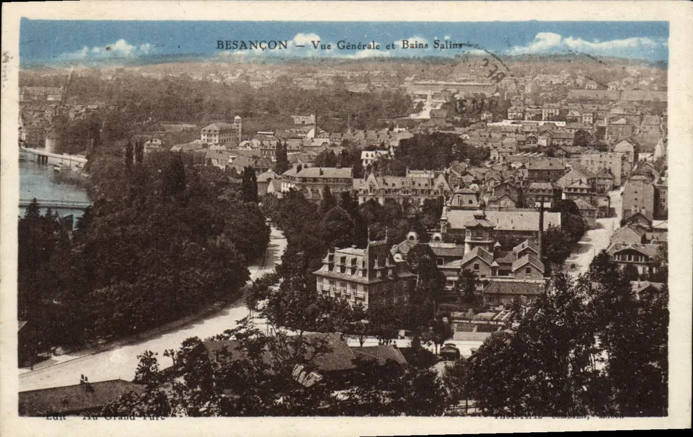 Besançon — Vista Geral e Banhos Salinos — Fot. Combem, Bécon - Frente