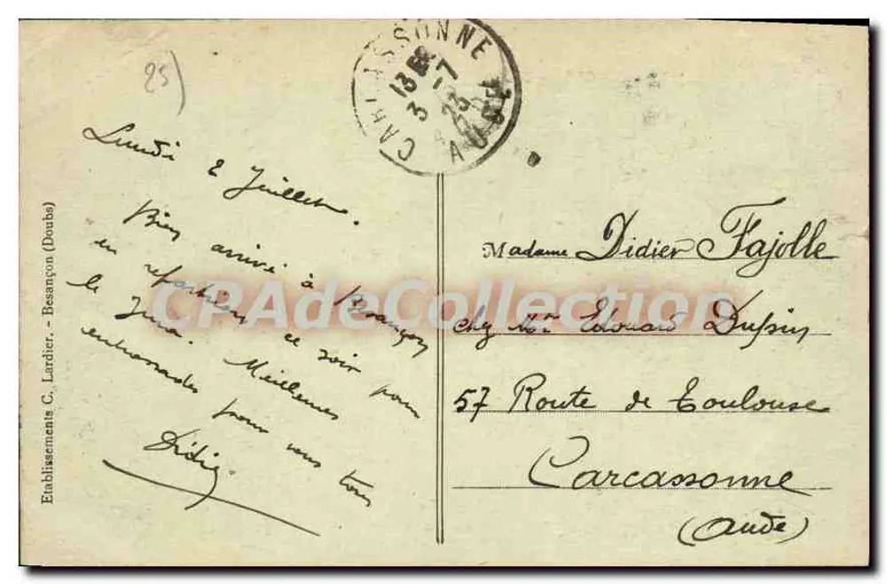 Besançon — Vista Geral — Éd. C. Lardier, n°269 - Verso