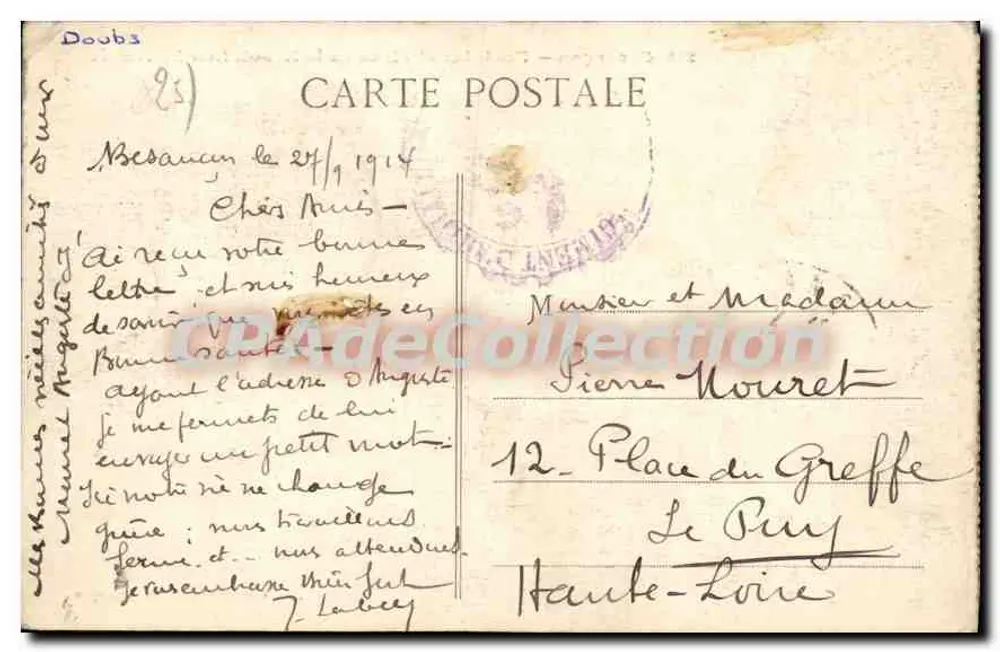 Besançon — Fontäne und Place de la Révolution Le Musée — L. Gaillard-Prêtre, Besançon - Rückseite