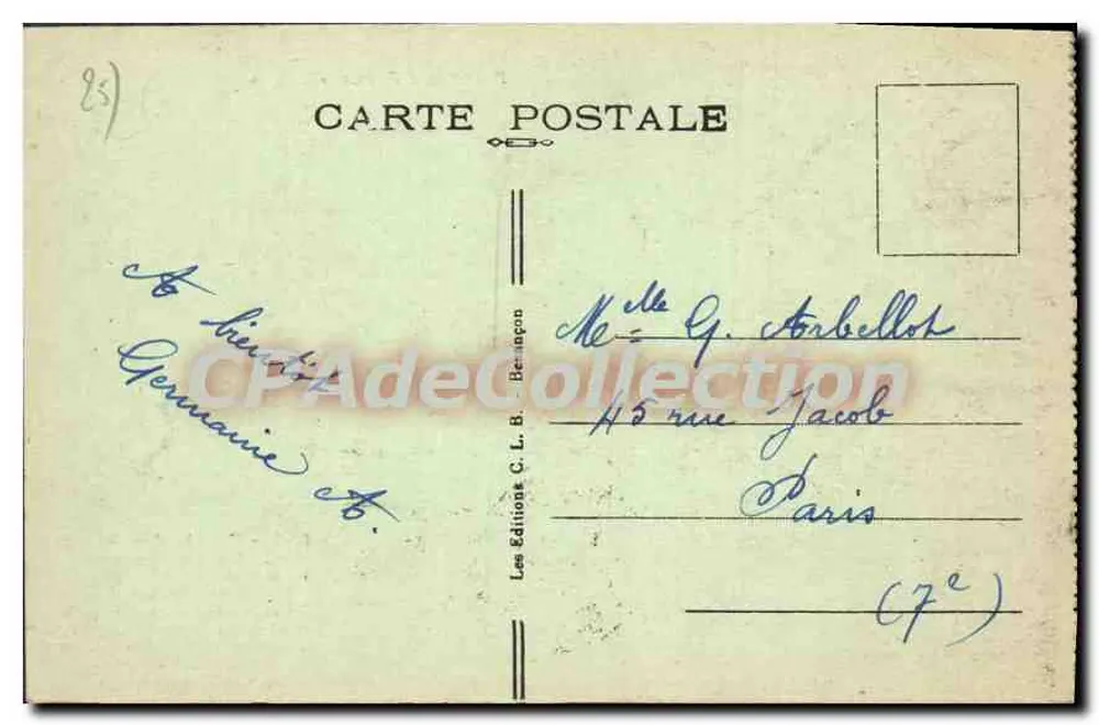 Französisch-schweizerische Grenze — Ansicht der Doubs-Basins — Ausgabe C. L. B. Benignon n° 345 - Rückseite