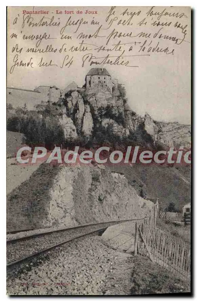 Pontarlier - O forte de Joux — vista do forte sobre o Rocher de Joux, com via férrea embaixo - Frente