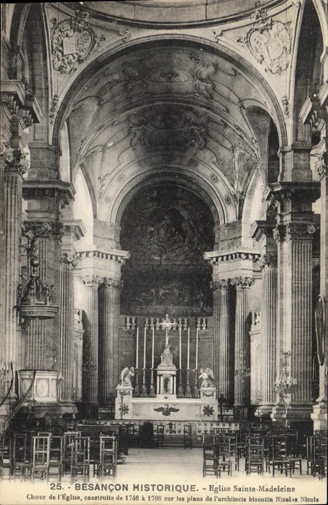 Besançon Historisch — Chor der Kirche Sainte-Madeleine — errichtet von 1746 bis 1768 nach den Plänen des besançonischen Architekten Nicolas - Vorderseite