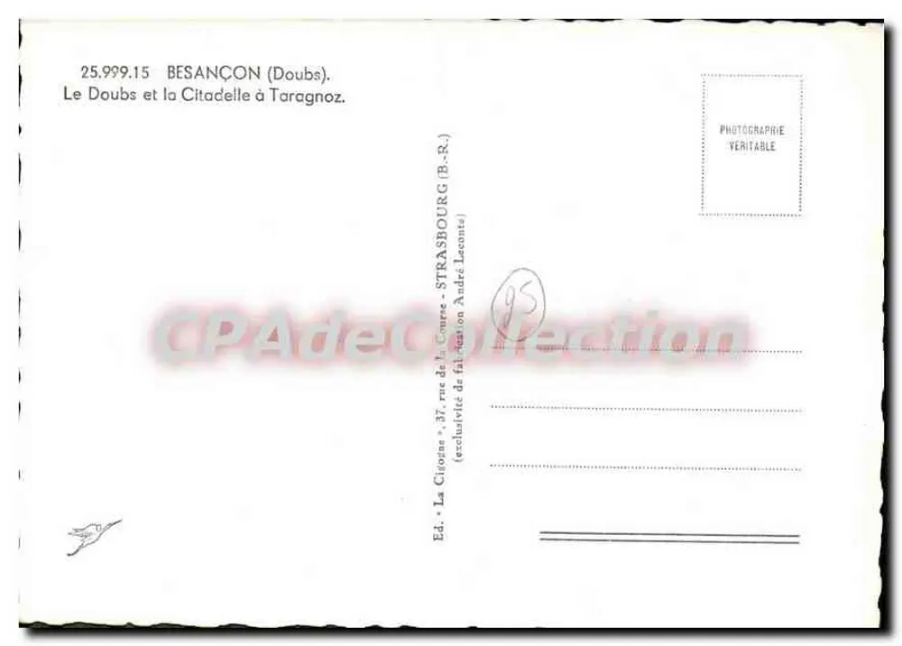 A Cegonha — Besançon (Doubs) — Ed. A Cegonha, Strasbourg - Verso