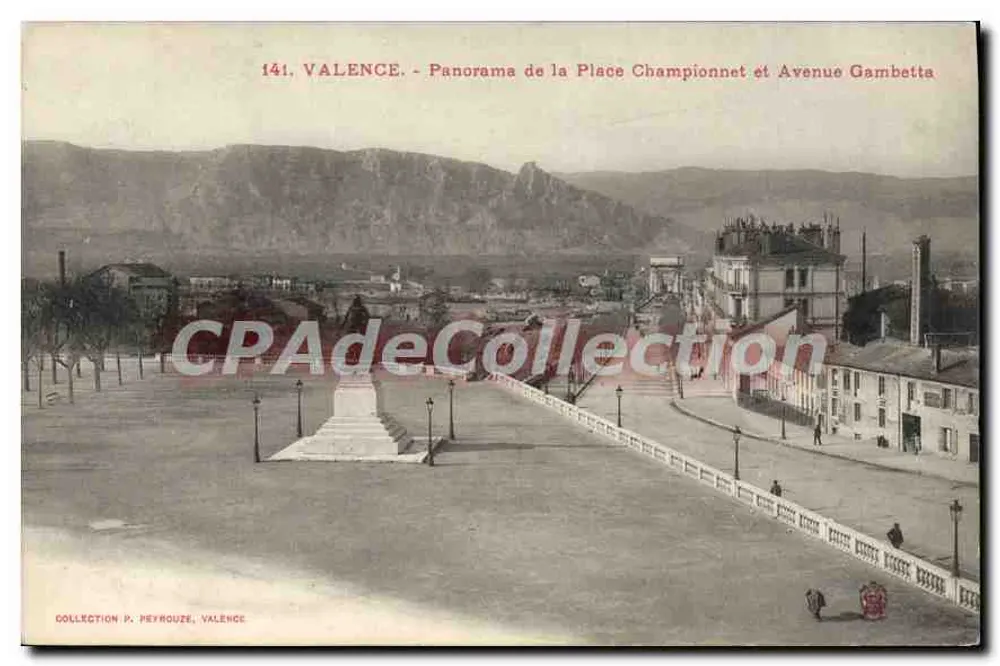 Valence - Panorama der Place Championnet und Avenue Gambetta — Sammlung P. Peyrouze, n°141 - Vorderseite