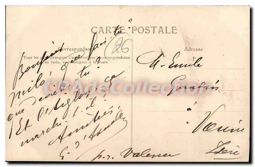 Valência - Monumento Augier, Bas-Reliefs o Rio Ródano e o Rio Drôme — C. Artige filho, editor, Aubenas (Ardèche) — n° 3498 - Verso