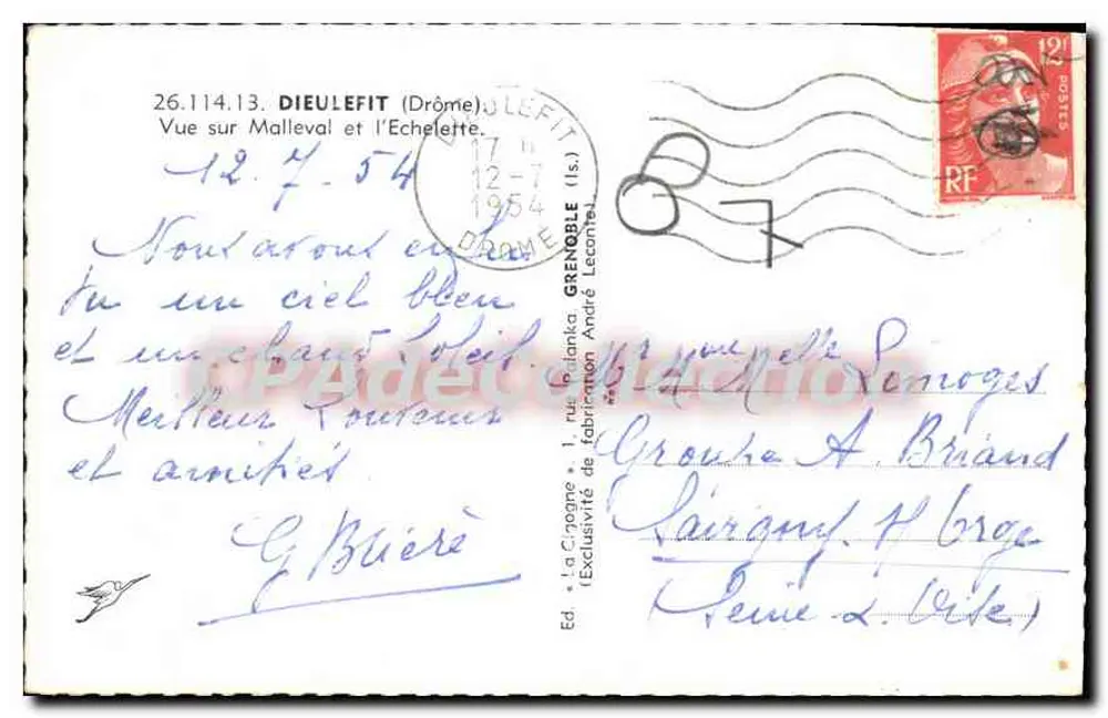 La Gigogne — Aussicht auf Malleval und l'Echelette — Verlag La Gigogne, Serie 2 (DIEULEFIT, Drôme) - Rückseite