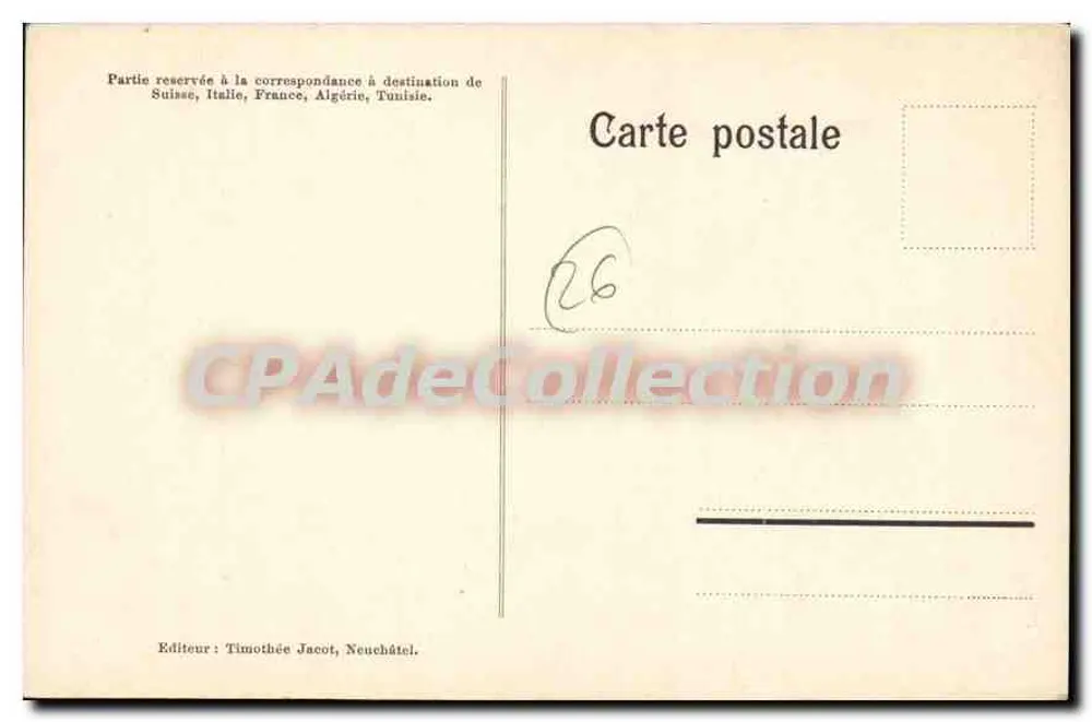 Valence — Jahr 1905 — Verlag Timothée Jacot, Neuchâtel - Rückseite