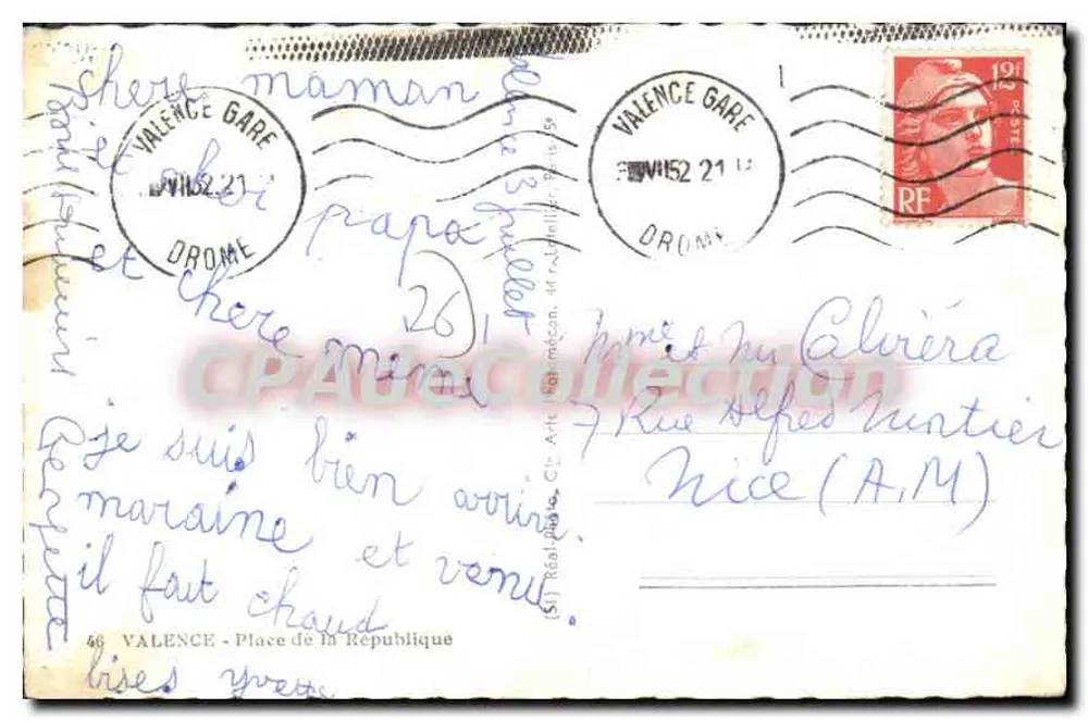 Valência - Praça da República — Hotel d'Or e Café de Valência — editor desconhecido - Verso