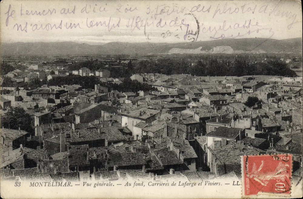 Montélimar — Allgemeiner Blick — Im Hintergrund, Steinbrüche von Lafarge und Viviers — LL - Vorderseite
