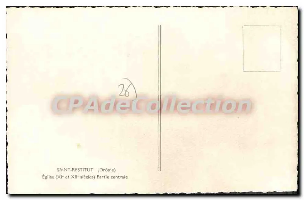 Igreja de Saint-Restitut — parte central — Bilhete postal antigo de Coleção n°26 - Verso