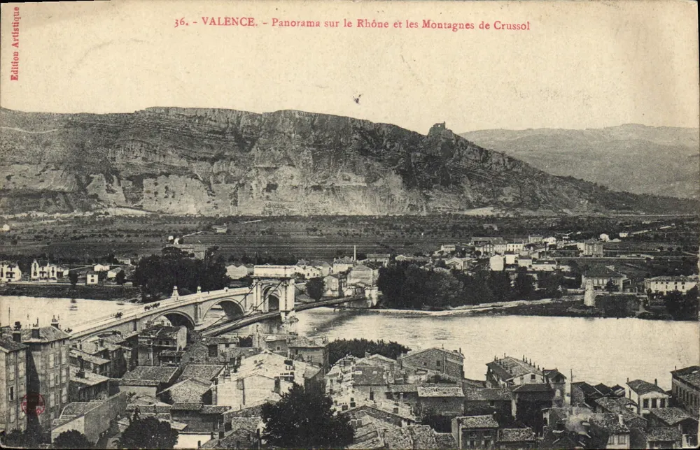 Valence - Panorama über den Rhône und die Crussol-Berge — Künstlerische Ausgabe - Vorderseite