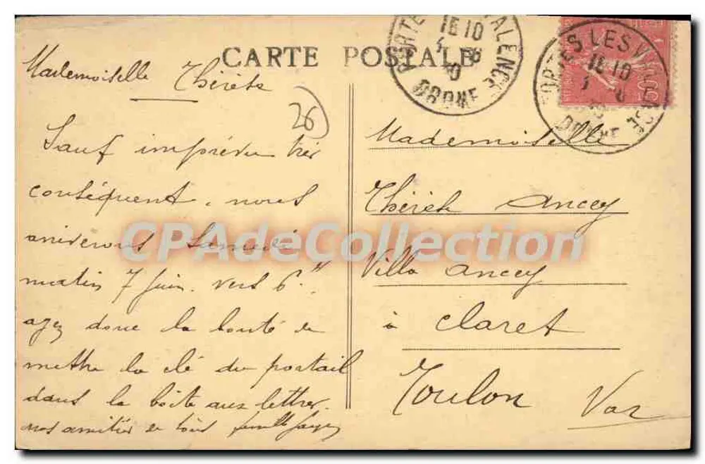 Valence — Avenue Gambetta aus Sicht des neuen Brücke — Editions d'Art du Soleil d'Or, J. Brugère - Valence - Alger - Rückseite