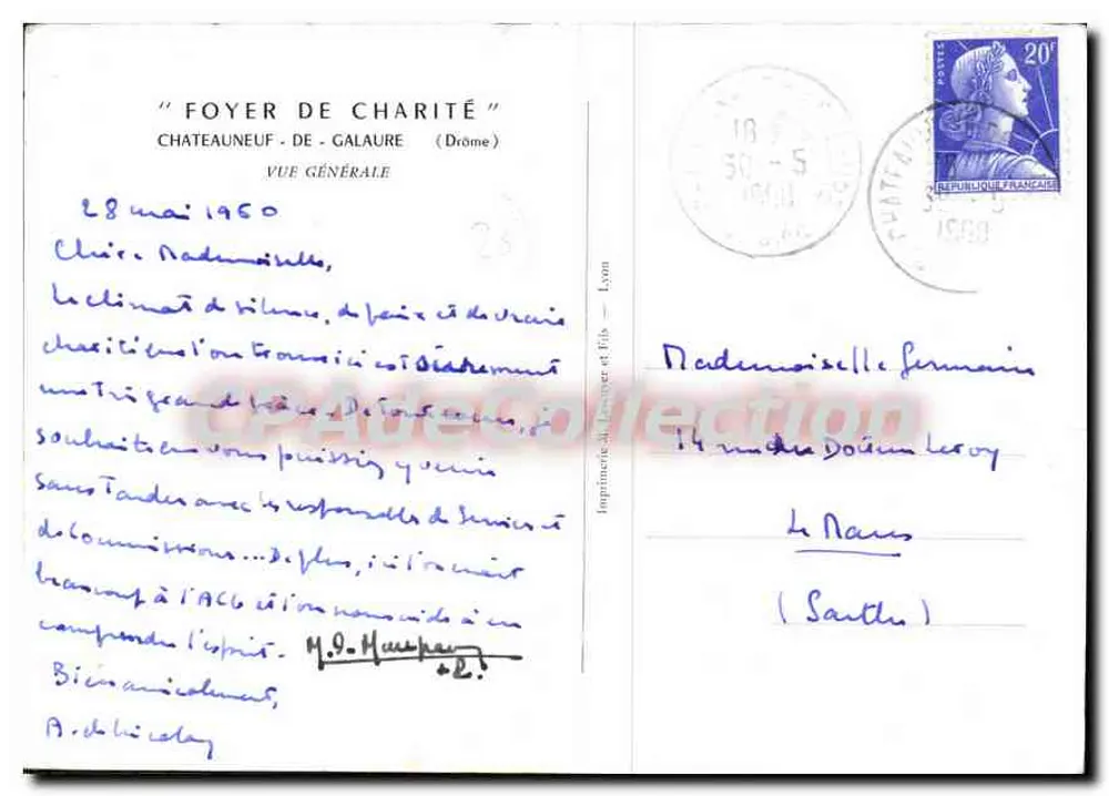 Châteauneuf-de-Galaure — Vista geral — Impressora Foyer e Filhos, Lyon - Verso