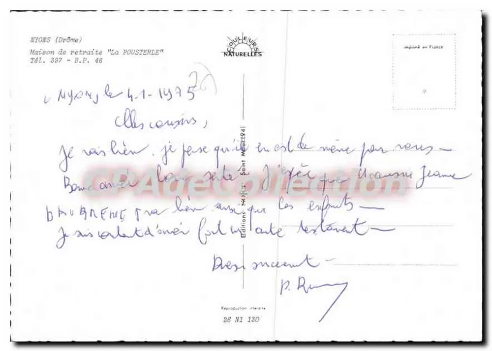 Altersheim "La Pousterle" — Nyons (Drôme) — Éditions Naturelles N°130 - Rückseite