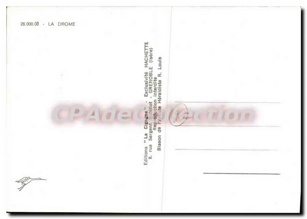 Drome — Carta postal panorâmica com brasão e mapa do departamento — Edições La Cigogne - Verso