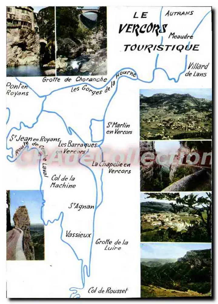 Le Vercors Turístico — carta postal turística com mapa e fotos — editada pela S.A.D.B. Grenoble - Frente
