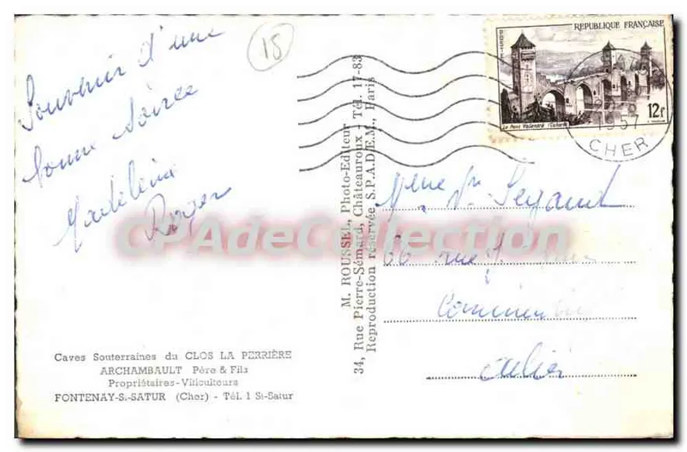 Im Berry — Weinlese im "Sancerrois" — LA "VANNÉE" — M. ROUSSEL, Fotoverlag, Châteauroux - Rückseite